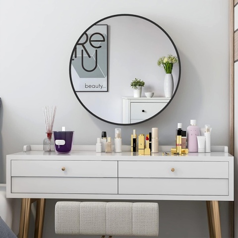 LUSTRO ŁAZIENKOWE OKRĄGŁE ŚCIENNE LOFT CZARNA ALUMINIOWA RAMA 80 CM CERES 80