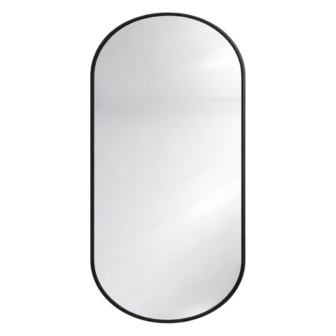 LUSTRO ŁAZIENKOWE OWALNE ŚCIENNE LOFT CZARNE ALUMINIOWA RAMA FIONA 50X100 CM