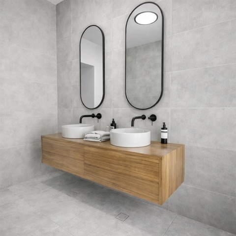 LUSTRO ŁAZIENKOWE OWALNE ŚCIENNE LOFT CZARNE ALUMINIOWA RAMA FIONA 50X100 CM