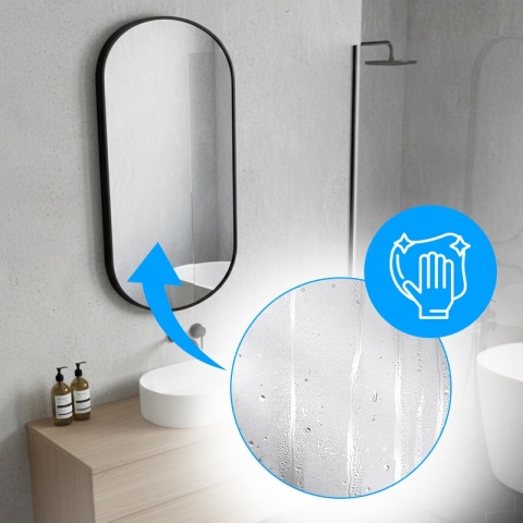 LUSTRO ŁAZIENKOWE OWALNE ŚCIENNE LOFT CZARNE ALUMINIOWA RAMA FIONA 50X100 CM