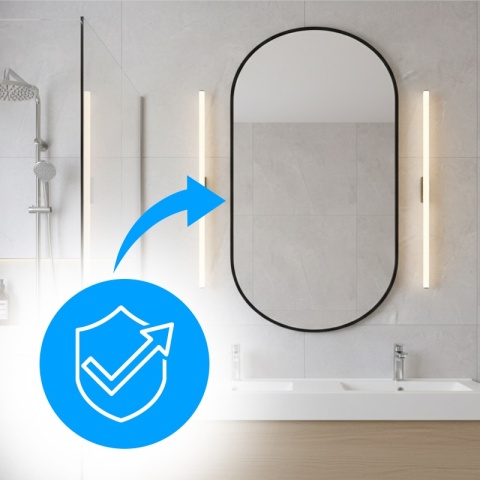 LUSTRO ŁAZIENKOWE OWALNE ŚCIENNE LOFT CZARNE ALUMINIOWA RAMA FIONA 50X100 CM