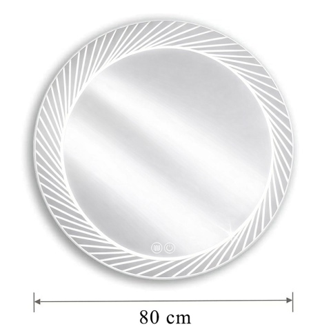 LUSTRO ŁAZIENKOWE PODŚWIETLANE LED OKRĄGŁE AURORA 80 CM 3 BARWY ANTY-PARA