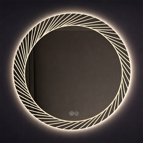LUSTRO ŁAZIENKOWE PODŚWIETLANE LED OKRĄGŁE AURORA 80 CM 3 BARWY ANTY-PARA