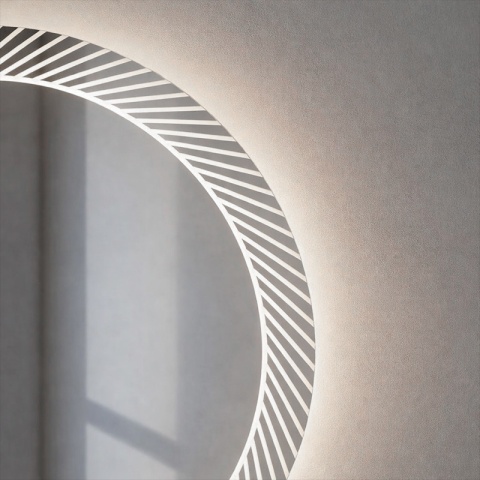 LUSTRO ŁAZIENKOWE PODŚWIETLANE LED OKRĄGŁE AURORA 80 CM 3 BARWY ANTY-PARA