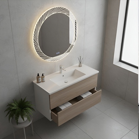 LUSTRO ŁAZIENKOWE PODŚWIETLANE LED OKRĄGŁE AURORA 80 CM 3 BARWY ANTY-PARA