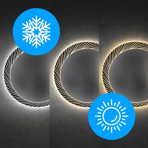LUSTRO ŁAZIENKOWE PODŚWIETLANE LED OKRĄGŁE AURORA 80 CM 3 BARWY ANTY-PARA