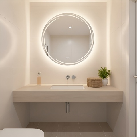 LUSTRO ŁAZIENKOWE PODŚWIETLANE LED OKRĄGŁE DIANA 70 CM 3 BARWY ANTY-PARA