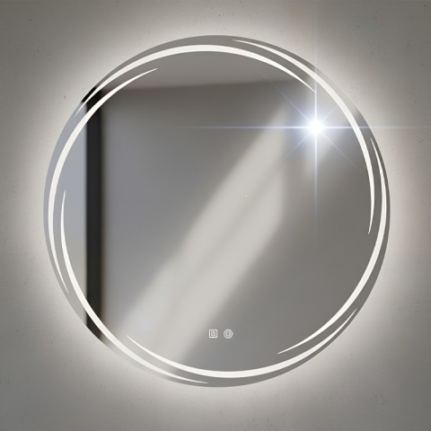 LUSTRO ŁAZIENKOWE PODŚWIETLANE LED OKRĄGŁE DIANA 70 CM 3 BARWY ANTY-PARA