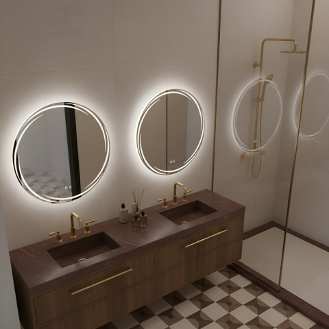 LUSTRO ŁAZIENKOWE PODŚWIETLANE LED OKRĄGŁE DIANA 70 CM 3 BARWY ANTY-PARA