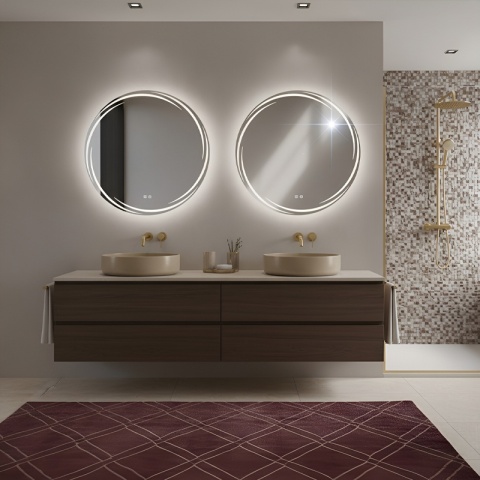 LUSTRO ŁAZIENKOWE PODŚWIETLANE LED OKRĄGŁE DIANA 70 CM 3 BARWY ANTY-PARA