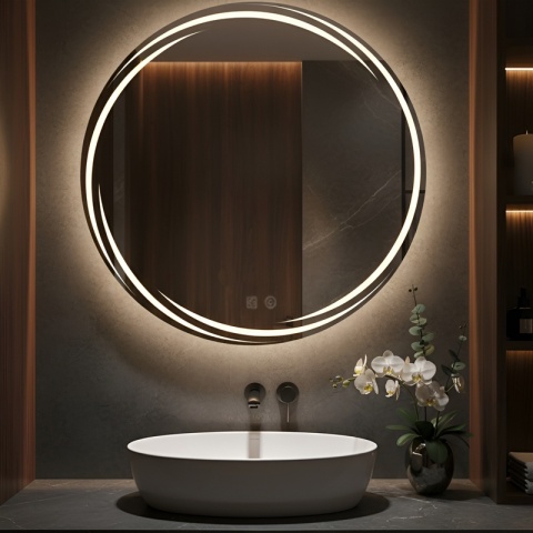 LUSTRO ŁAZIENKOWE PODŚWIETLANE LED OKRĄGŁE DIANA 70 CM 3 BARWY ANTY-PARA