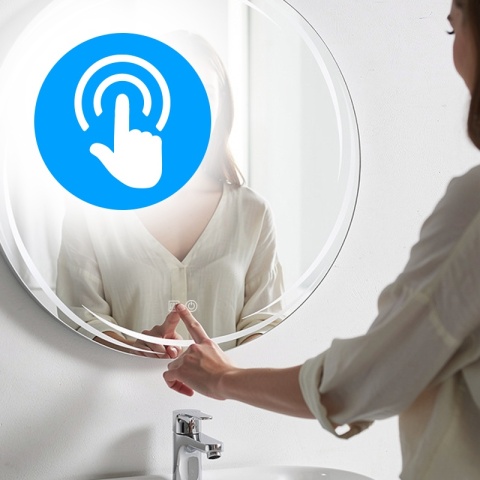 LUSTRO ŁAZIENKOWE PODŚWIETLANE LED OKRĄGŁE DIANA 70 CM 3 BARWY ANTY-PARA