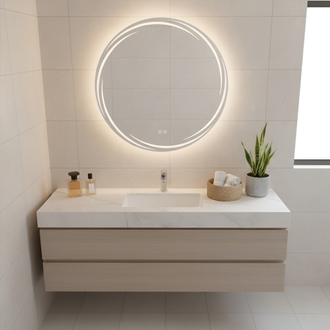 LUSTRO ŁAZIENKOWE PODŚWIETLANE LED OKRĄGŁE DIANA 80 CM 3 BARWY ANTY-PARA