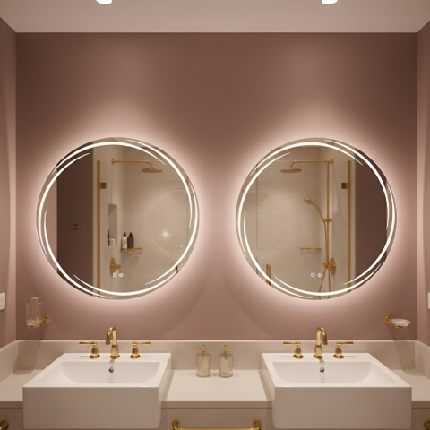 LUSTRO ŁAZIENKOWE PODŚWIETLANE LED OKRĄGŁE DIANA 80 CM 3 BARWY ANTY-PARA