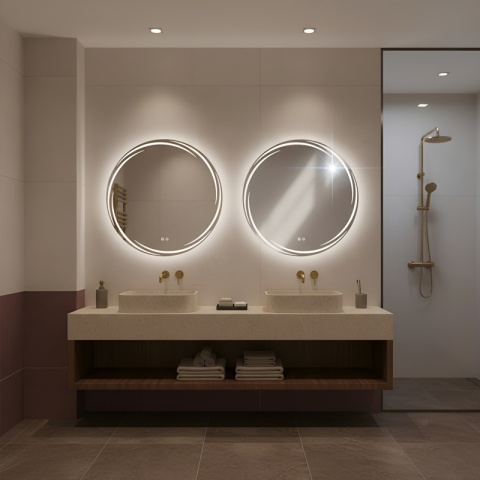 LUSTRO ŁAZIENKOWE PODŚWIETLANE LED OKRĄGŁE DIANA 80 CM 3 BARWY ANTY-PARA