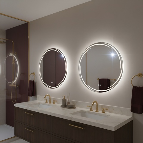 LUSTRO ŁAZIENKOWE PODŚWIETLANE LED OKRĄGŁE DIANA 80 CM 3 BARWY ANTY-PARA