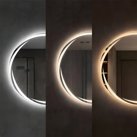 LUSTRO ŁAZIENKOWE PODŚWIETLANE LED OKRĄGŁE DIANA 80 CM 3 BARWY ANTY-PARA