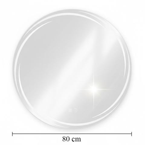 LUSTRO ŁAZIENKOWE PODŚWIETLANE LED OKRĄGŁE DIANA 80 CM 3 BARWY ANTY-PARA