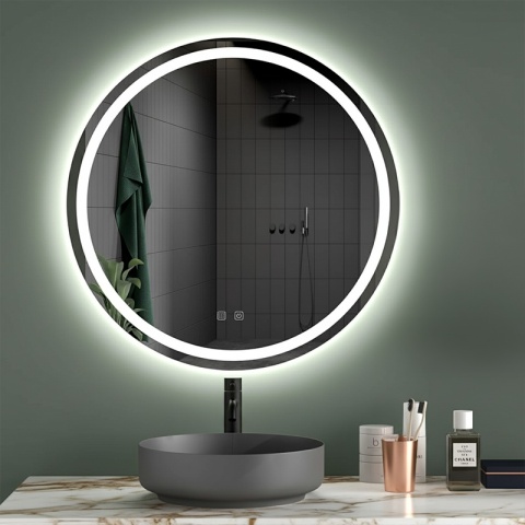 LUSTRO ŁAZIENKOWE PODŚWIETLANE LED OKRĄGŁE IZYDA-70 CM 3 BARWY ANTY-PARA