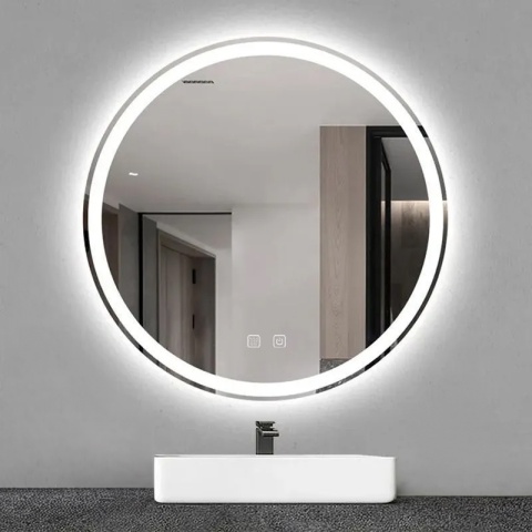 LUSTRO ŁAZIENKOWE PODŚWIETLANE LED OKRĄGŁE IZYDA-70 CM 3 BARWY ANTY-PARA