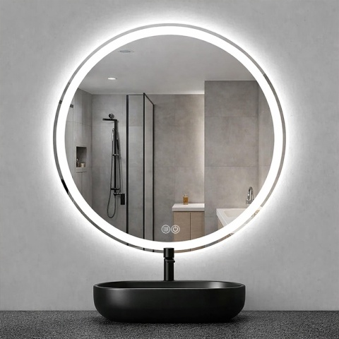 LUSTRO ŁAZIENKOWE PODŚWIETLANE LED OKRĄGŁE IZYDA-70 CM 3 BARWY ANTY-PARA