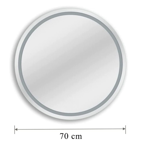 LUSTRO ŁAZIENKOWE PODŚWIETLANE LED OKRĄGŁE IZYDA-70 CM 3 BARWY ANTY-PARA