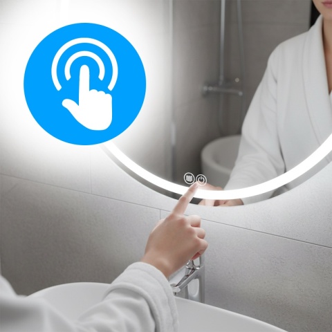 LUSTRO ŁAZIENKOWE PODŚWIETLANE LED OKRĄGŁE IZYDA-70 CM 3 BARWY ANTY-PARA