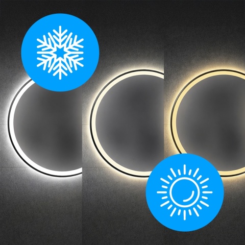 LUSTRO ŁAZIENKOWE PODŚWIETLANE LED OKRĄGŁE IZYDA-70 CM 3 BARWY ANTY-PARA
