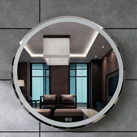 LUSTRO ŁAZIENKOWE PODŚWIETLANE LED OKRĄGŁE IZYDA-60 CM 3 BARWY ANTY-PARA