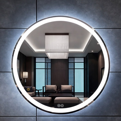 LUSTRO ŁAZIENKOWE PODŚWIETLANE LED OKRĄGŁE IZYDA-60 CM 3 BARWY ANTY-PARA