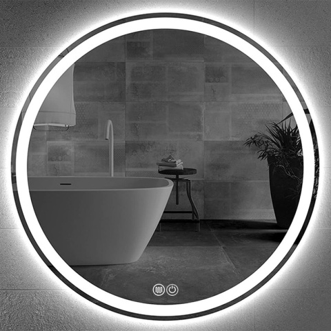LUSTRO ŁAZIENKOWE PODŚWIETLANE LED OKRĄGŁE IZYDA-60 CM 3 BARWY ANTY-PARA