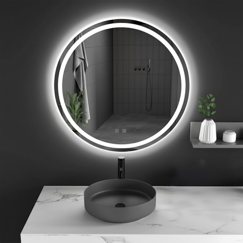 LUSTRO ŁAZIENKOWE PODŚWIETLANE LED OKRĄGŁE ŚCIENNE IZYDA-80 CM 3 BARWY ANTY-PARA
