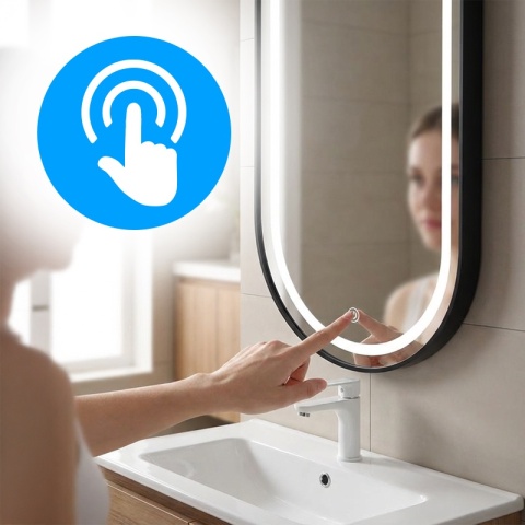 LUSTRO ŁAZIENKOWE PODŚWIETLANE LED OWALNE ŚCIENNE AURELIA 40X80 CM 3 BARWY