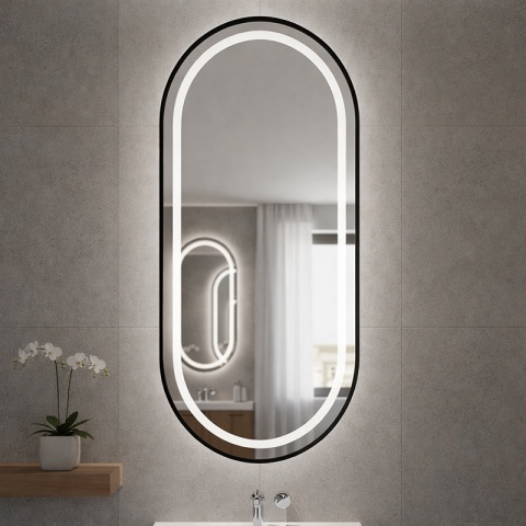 LUSTRO ŁAZIENKOWE PODŚWIETLANE LED OWALNE ŚCIENNE AURELIA 40X80 CM 3 BARWY