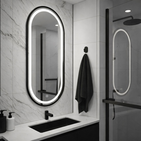 LUSTRO ŁAZIENKOWE PODŚWIETLANE LED OWALNE ŚCIENNE AURELIA 40X80 CM 3 BARWY