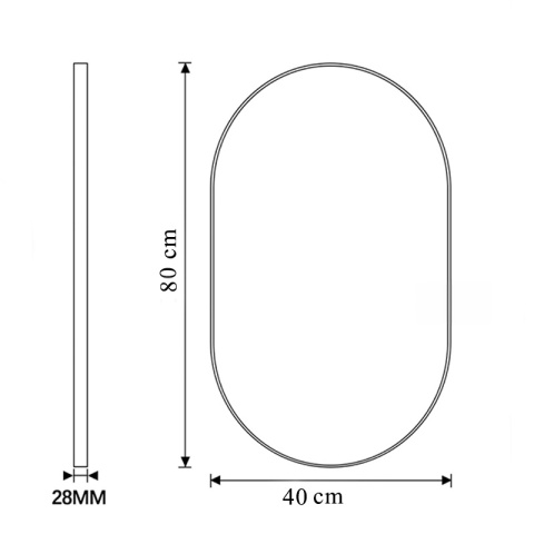 LUSTRO ŁAZIENKOWE PODŚWIETLANE LED OWALNE ŚCIENNE AURELIA 40X80 CM 3 BARWY