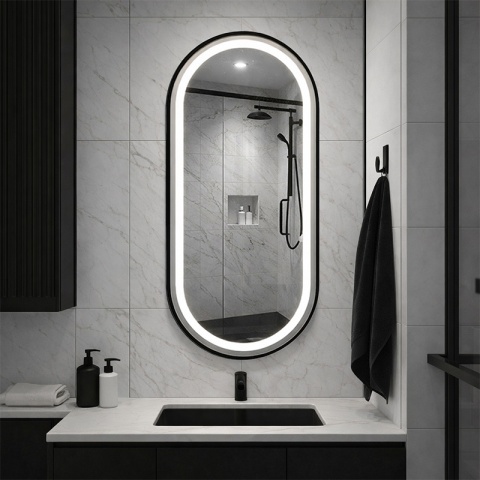 LUSTRO ŁAZIENKOWE PODŚWIETLANE LED OWALNE ŚCIENNE AURELIA 50X100 CM 3 BARWY