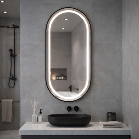 LUSTRO ŁAZIENKOWE PODŚWIETLANE LED OWALNE ŚCIENNE AURELIA 50X100 CM 3 BARWY