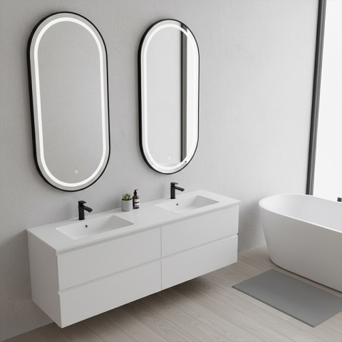 LUSTRO ŁAZIENKOWE PODŚWIETLANE LED OWALNE ŚCIENNE AURELIA 50X100 CM 3 BARWY