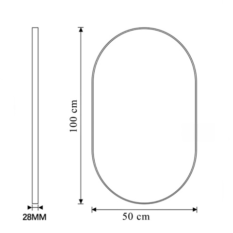LUSTRO ŁAZIENKOWE PODŚWIETLANE LED OWALNE ŚCIENNE AURELIA 50X100 CM 3 BARWY