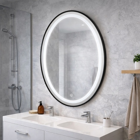 LUSTRO ŁAZIENKOWE PODŚWIETLANE LED OWALNE EMILIA 60X80 3 BARWY