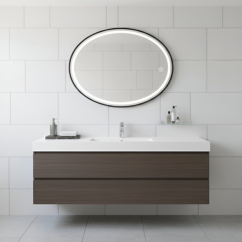 LUSTRO ŁAZIENKOWE PODŚWIETLANE LED OWALNE EMILIA 60X80 3 BARWY