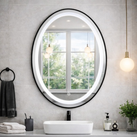 LUSTRO ŁAZIENKOWE PODŚWIETLANE LED OWALNE EMILIA 60X80 3 BARWY