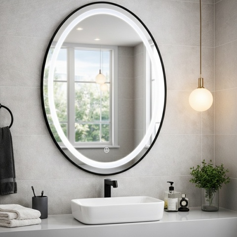 LUSTRO ŁAZIENKOWE PODŚWIETLANE LED OWALNE EMILIA 60X80 3 BARWY