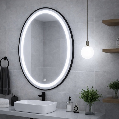 LUSTRO ŁAZIENKOWE PODŚWIETLANE LED OWALNE EMILIA 60X80 3 BARWY