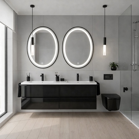 LUSTRO ŁAZIENKOWE PODŚWIETLANE LED OWALNE EMILIA 60X80 3 BARWY