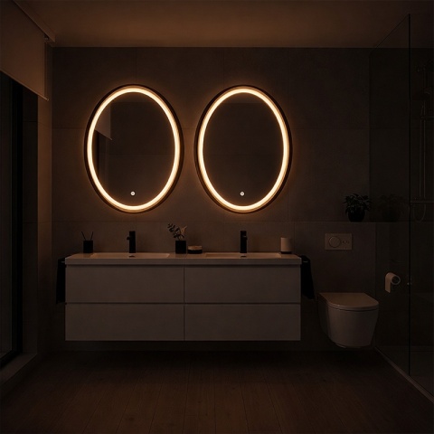 LUSTRO ŁAZIENKOWE PODŚWIETLANE LED OWALNE EMILIA 60X80 3 BARWY