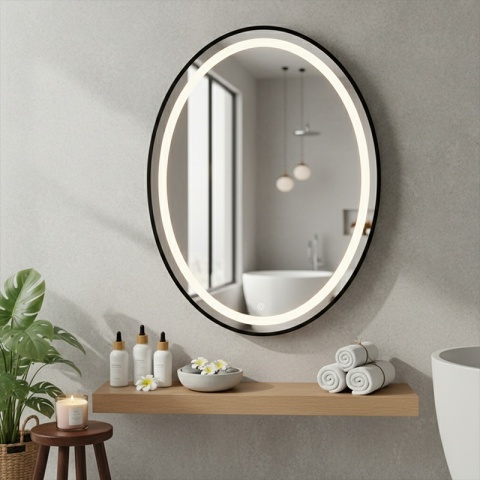 LUSTRO ŁAZIENKOWE PODŚWIETLANE LED OWALNE EMILIA 60X80 3 BARWY