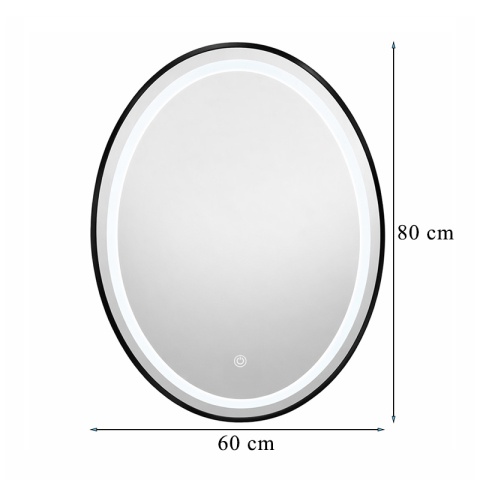 LUSTRO ŁAZIENKOWE PODŚWIETLANE LED OWALNE EMILIA 60X80 3 BARWY