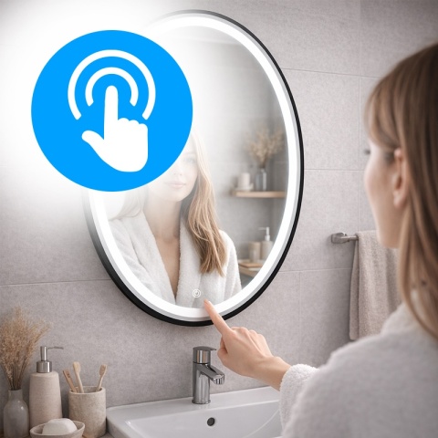 LUSTRO ŁAZIENKOWE PODŚWIETLANE LED OWALNE EMILIA 60X80 3 BARWY